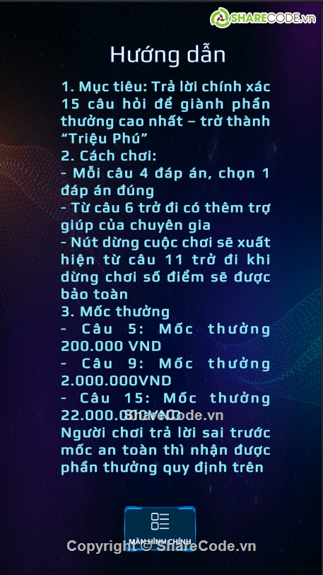 Game,Ai là triệu phú,C#,Unity C#,Đồ án,Bài
